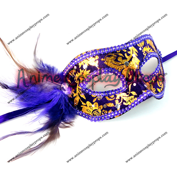 Masquerade Carnival Princess Feather Purple Venice Mask 01